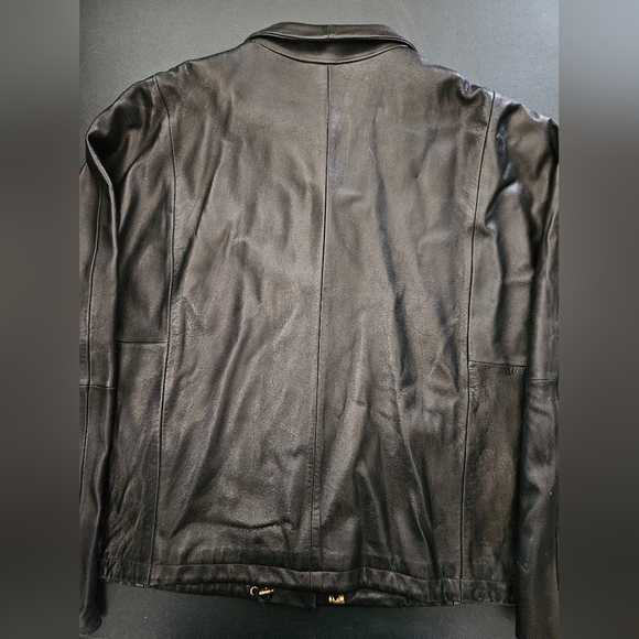 NWOT - Ellen Tracy Buttery Soft Black Leather Drawstring Jacket - Size XL - Picture 7 of 9